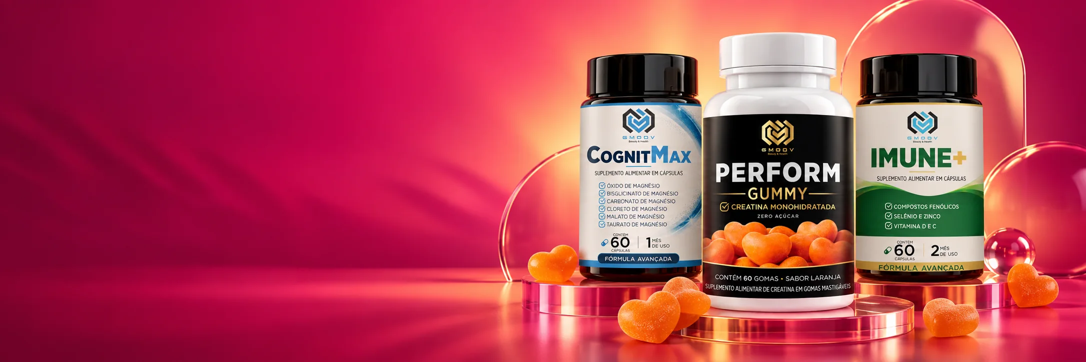 Perform Gummy, CognitMax e Imune+ GMOOV