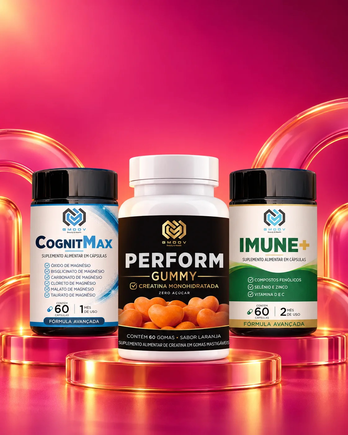 Perform Gummy, CognitMax e Imune+ GMOOV
