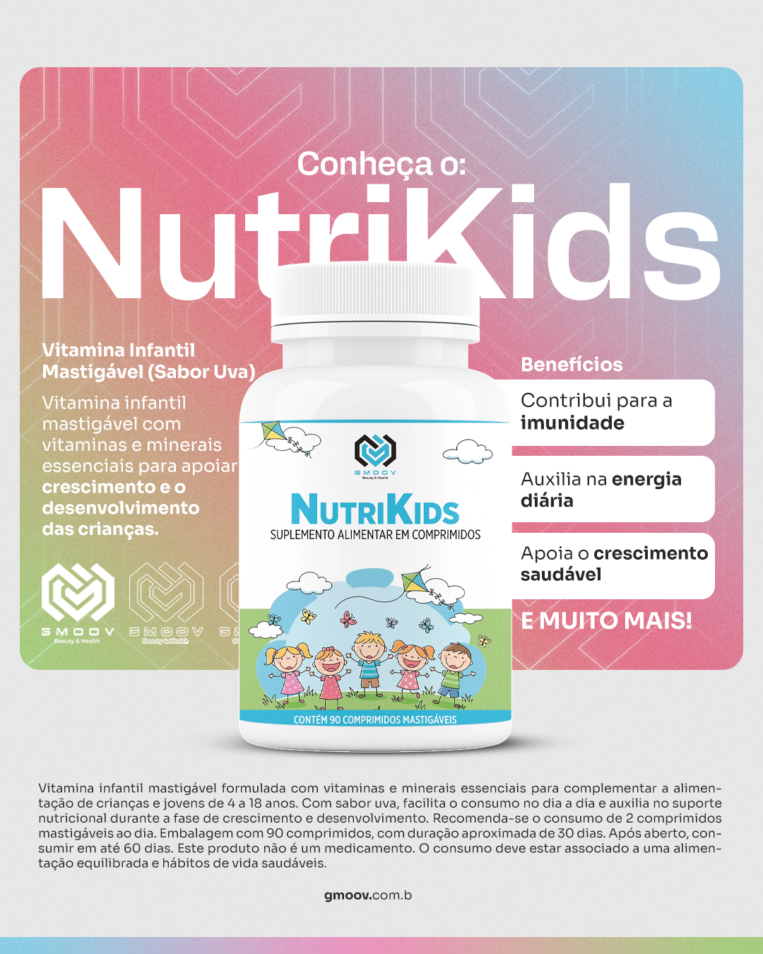 NutriKids – Vitamina Infantil Mastigável (Sabor Uva)