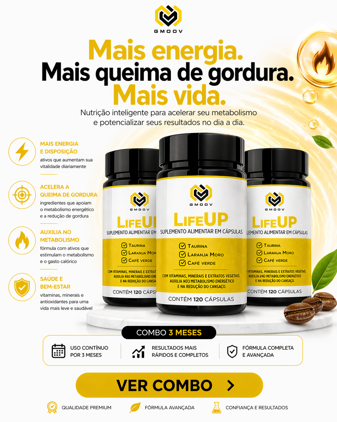 Combo LifeUP 3 Meses – Queima de Gordura, Controle do Apetite e Resultados Consistentes